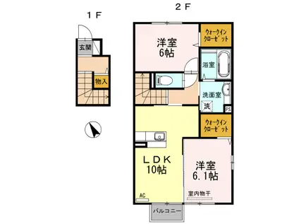 グランメール(2LDK/2階)の間取り写真
