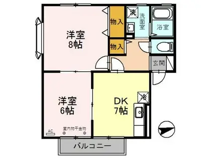 イーストサンライズI(2DK/1階)の間取り写真