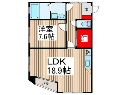 コートF(1LDK/3階)の間取り写真