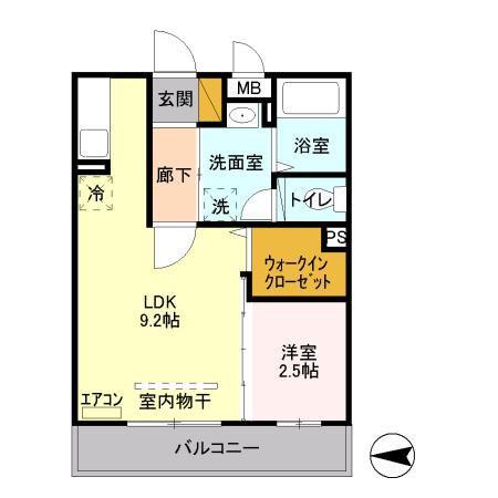 レジェンドパレス櫛引(1LDK/2階)の間取り写真