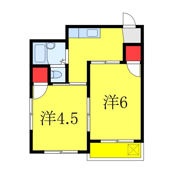 本田マンション2号棟(2DK/5階)の間取り写真