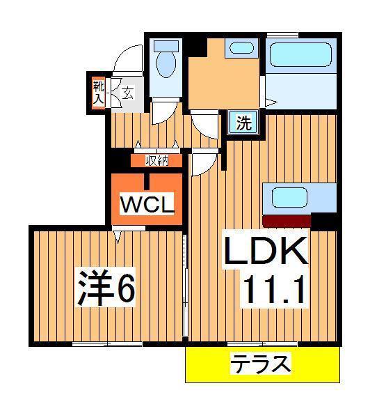 さくらⅡ(1LDK/1階)の間取り写真