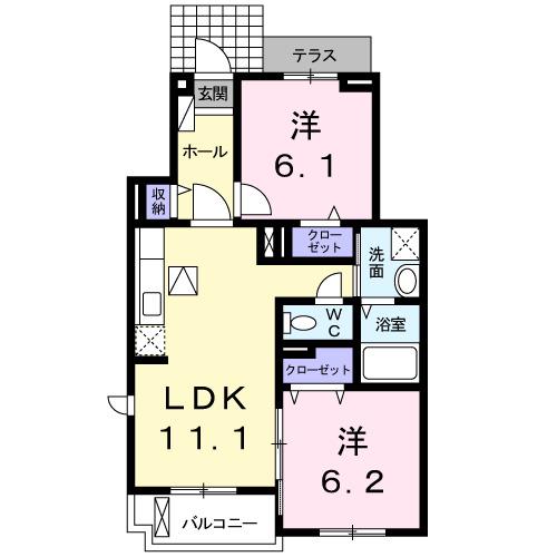 フレシール(2LDK/1階)の間取り写真