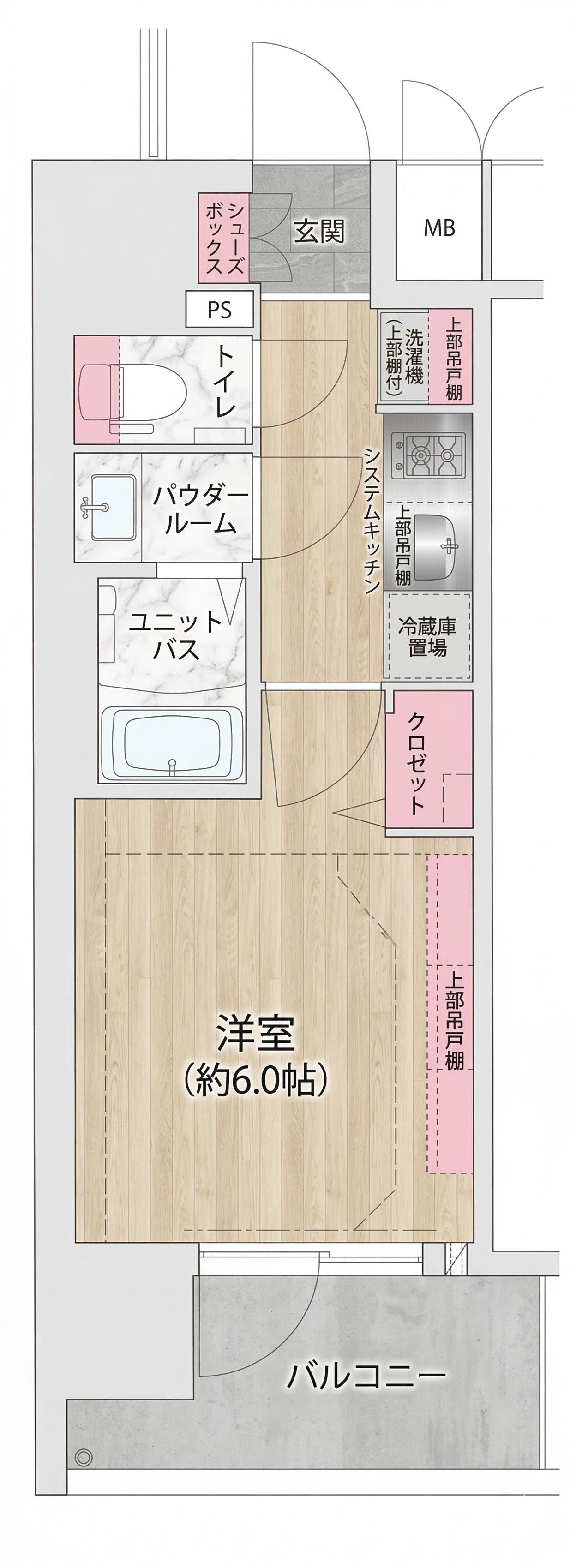 プレリス阿波座BLOOM(1K/4階)の間取り写真