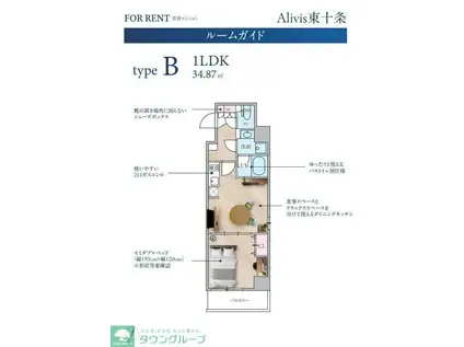 ALIVIS東十条(1LDK/3階)の間取り写真