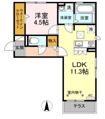 ルミエール(1LDK/1階)の間取り写真