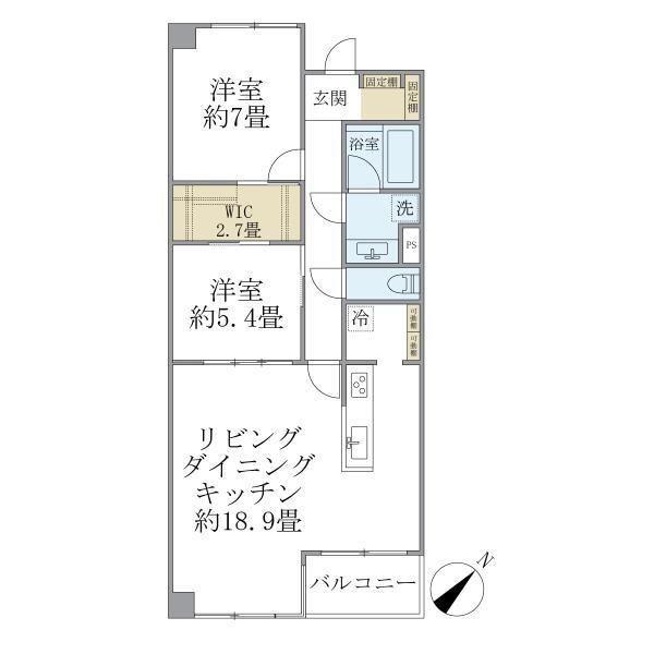 グランマルジュ市ヶ谷(2LDK/1階)の間取り写真