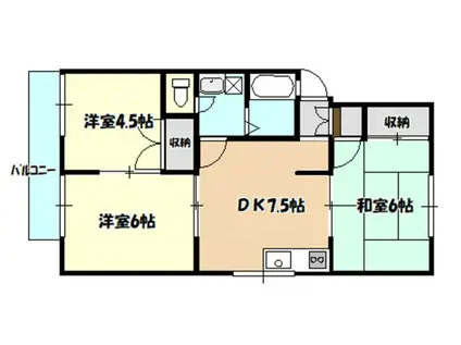 ネオハイツ沖野E棟(3DK/2階)の間取り写真