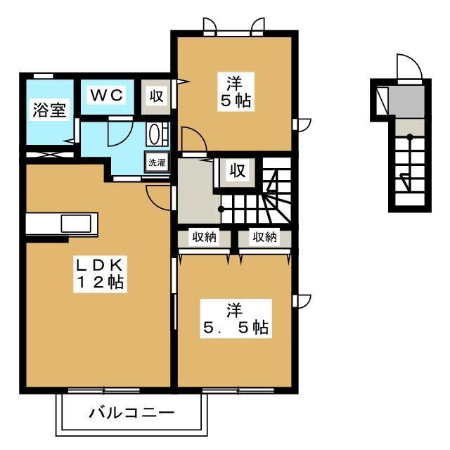 センチュリー1(2LDK/2階)の間取り写真