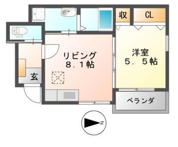 サニーコート城山(1LDK/1階)の間取り写真