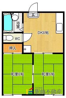カーサ鍋島(2DK/2階)の間取り写真