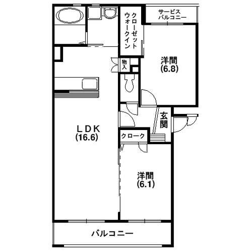 フロレスタハヤシ(2LDK/2階)の間取り写真