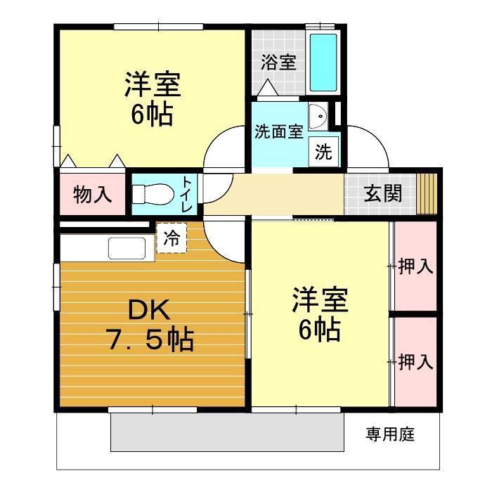 リヴェール F棟(2DK/2階)の間取り写真