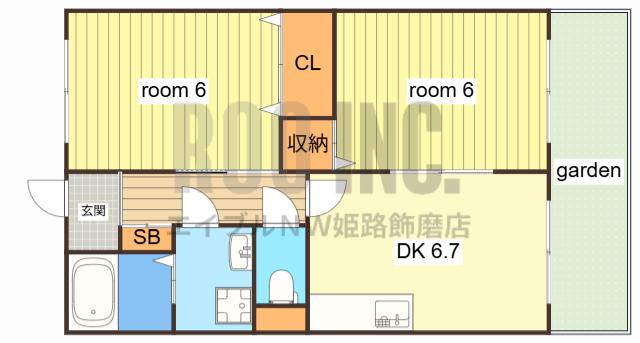 サンフレッチェC(2DK/1階)の間取り写真