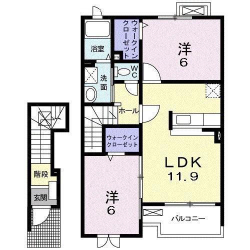 ヴァーサKS I(2LDK/2階)の間取り写真