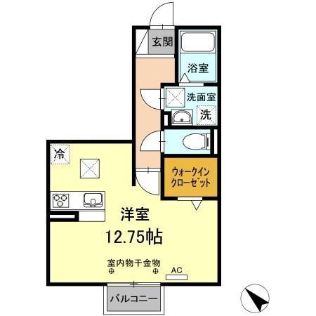 D-ROOM土岐(ワンルーム/1階)の間取り写真