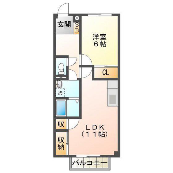 BM亀山(1LDK/2階)の間取り写真
