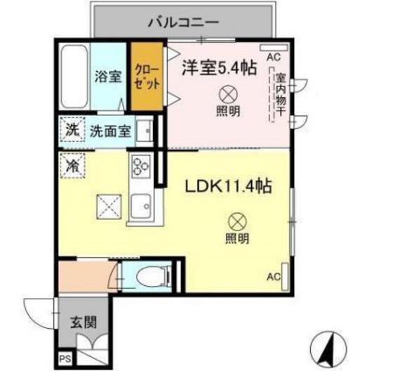 カーサ オリーバ(1LDK/1階)の間取り写真