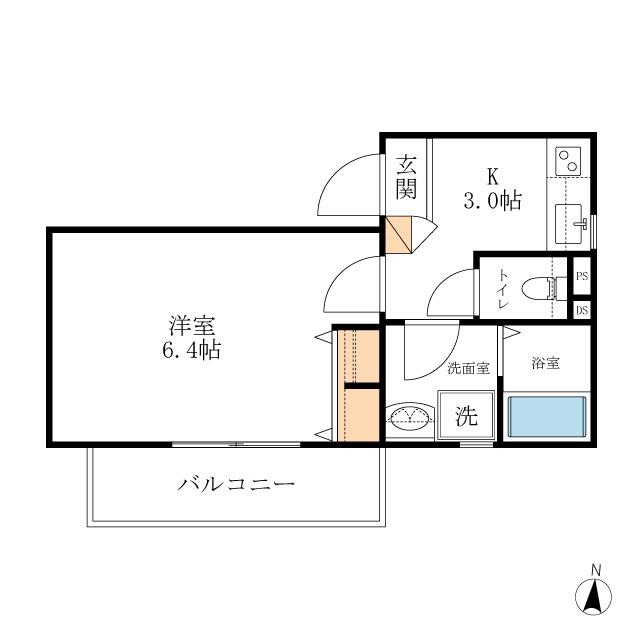 メゾンジュネス(1K/2階)の間取り写真