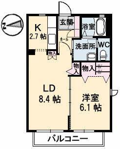 シャーメゾン ココロ(1LDK/2階)の間取り写真