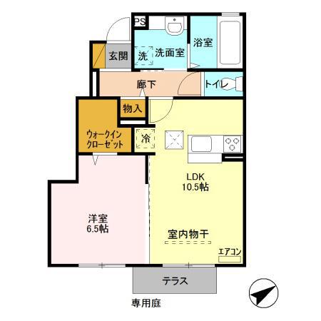 フォーゲルテラス グリューン IV(1LDK/1階)の間取り写真
