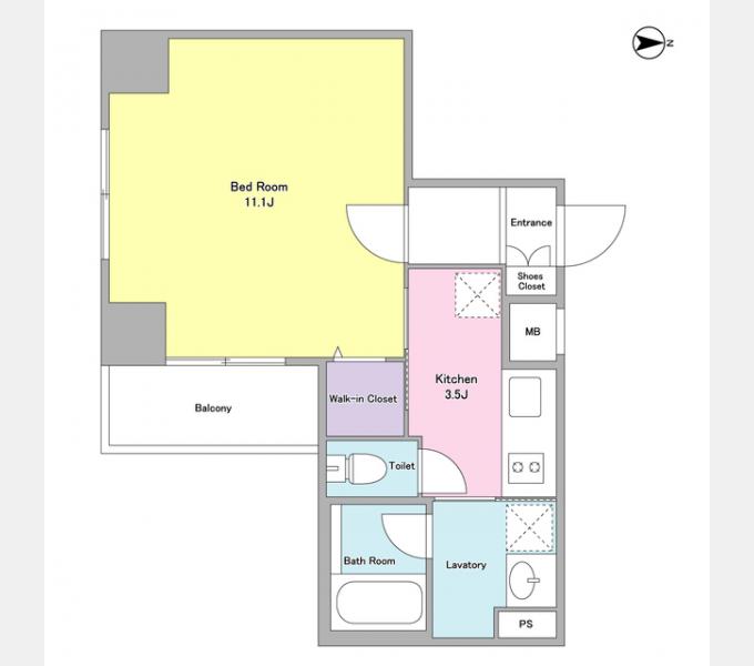 CASA DE FLORA(1K/2階)の間取り写真