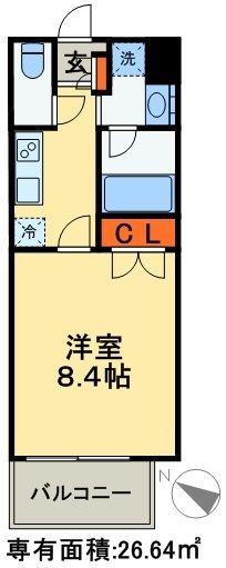 アーク松戸レジデンス(1K/2階)の間取り写真