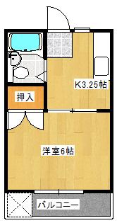 ルクソール(1K/1階)の間取り写真