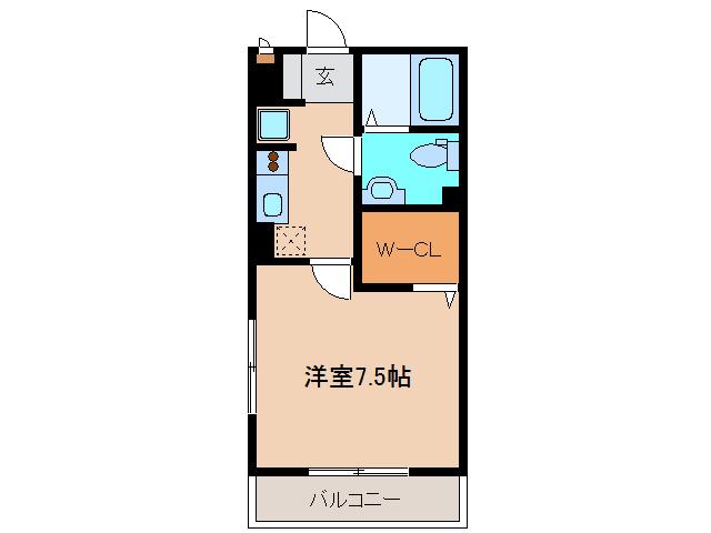 フレエール谷上(1K/2階)の間取り写真