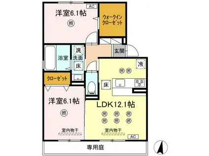 ブルシア(2LDK/1階)の間取り写真
