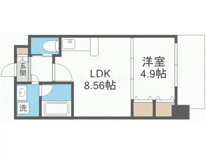 CHOEI65プレジオ中津(1LDK/2階)の間取り写真