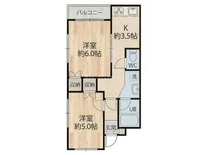 アビタシオン細田(2K/3階)の間取り写真