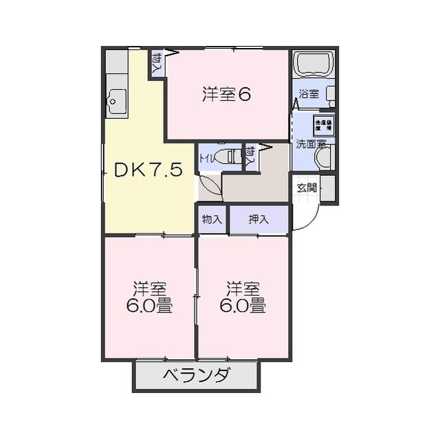エムジェイディアス(3DK/1階)の間取り写真