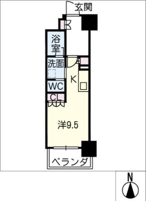 ヒヴィ・カーサ名駅西(ワンルーム/5階)の間取り写真