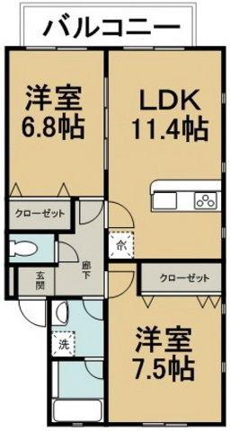 ノーブルスクエアII(2LDK/1階)の間取り写真