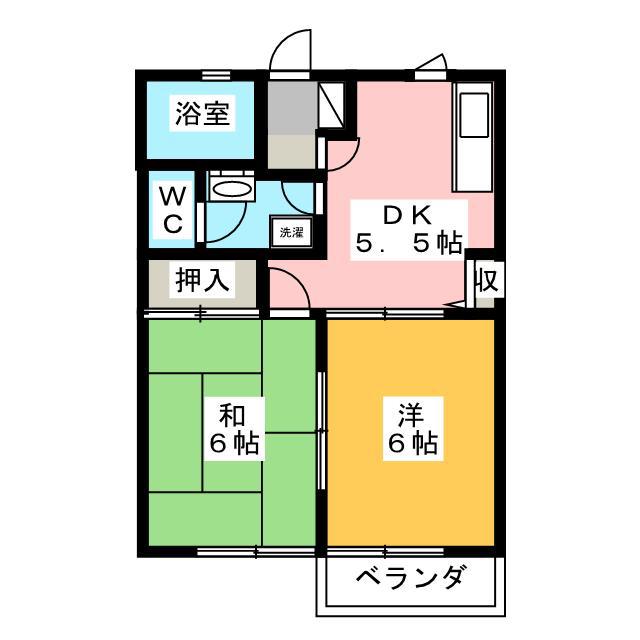 パールハウス B(2DK/1階)の間取り写真