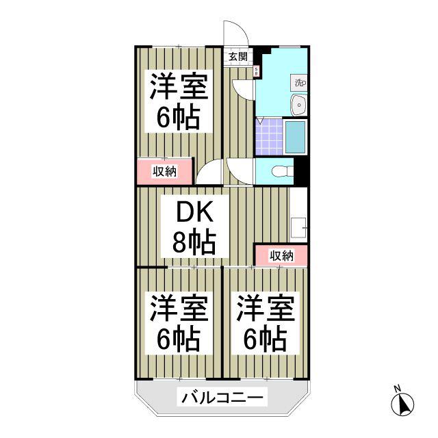 風見鶏グランドハイツII(3DK/4階)の間取り写真