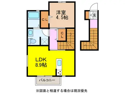 SIESTA A(1LDK/2階)の間取り写真