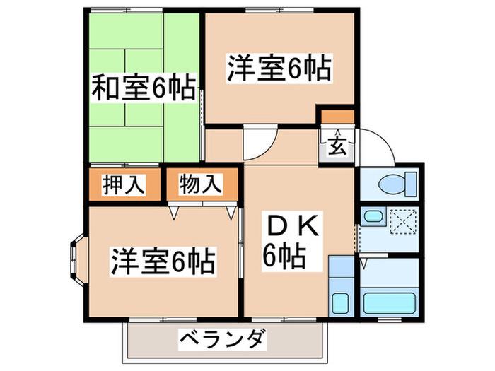 サンビレッジ綾瀬C棟(3DK/2階)の間取り写真