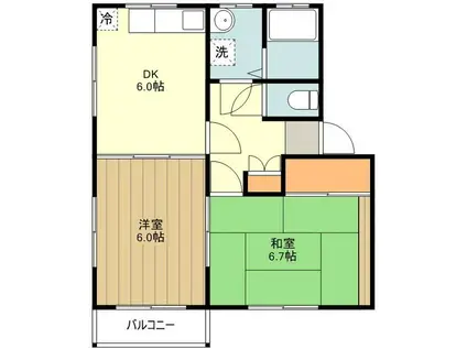 メゾン ド コリーヌ(2DK/1階)の間取り写真