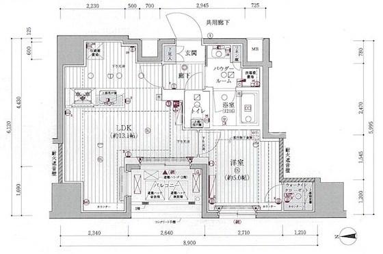 メインステージ浅草国際通(1LDK/7階)の間取り写真