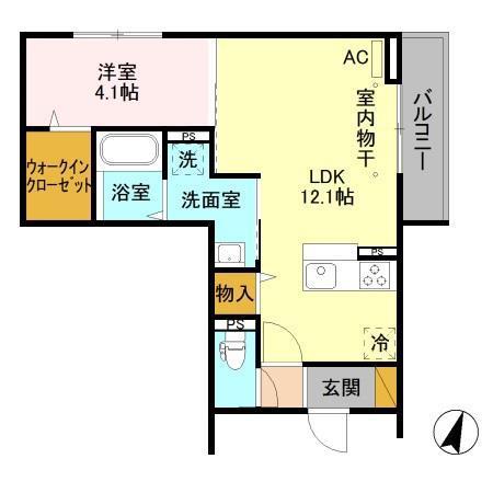 セジュール小張木(1LDK/2階)の間取り写真