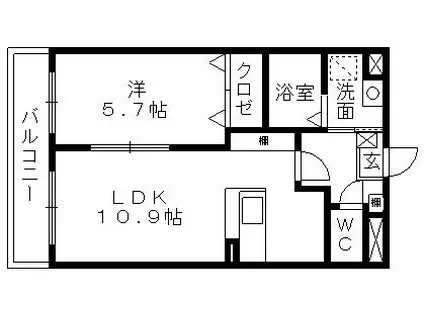 パークサイド中田(1LDK/1階)の間取り写真