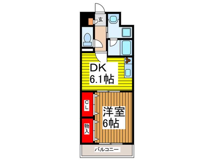 アーバンブライト(1DK/1階)の間取り写真