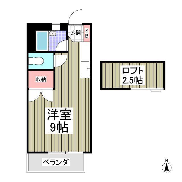 若松ハイツ3号館(ワンルーム/2階)の間取り写真