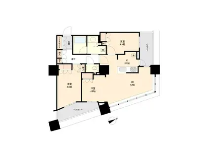 ザ・パークハウス西新宿タワー60(2LDK/48階)の間取り写真