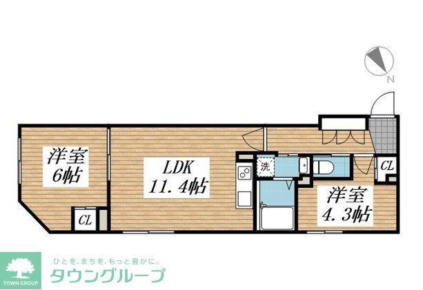 CREAL文京千石II(2LDK/4階)の間取り写真