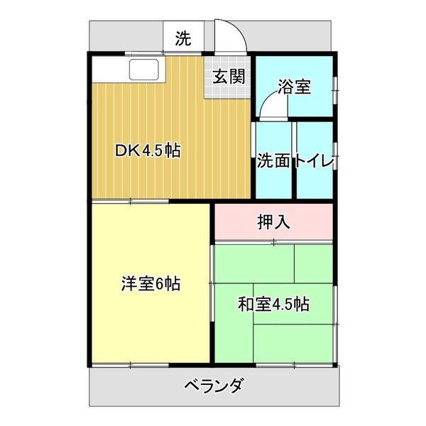 豊明ハイツ(2DK/1階)の間取り写真