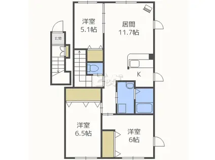 CALM COURTIV カームコートフォー(3LDK/2階)の間取り写真