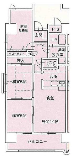 ハーモニー三幸(3LDK/1階)の間取り写真